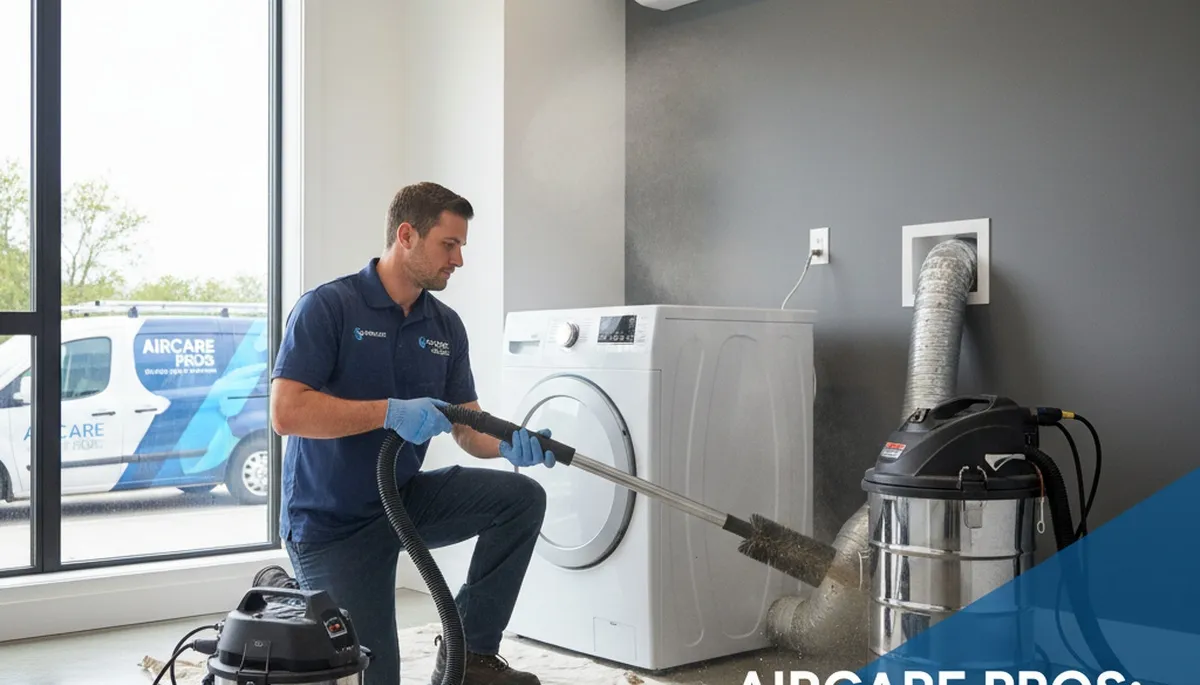 Technician performing professional dryer vent cleaning in Oklahoma City, OK home